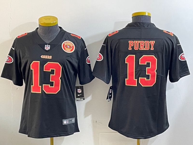 Youth San Francisco 49ers #13 Purdy Black Gold 2024 Nike Vapor Limited NFL Jersey style 12024